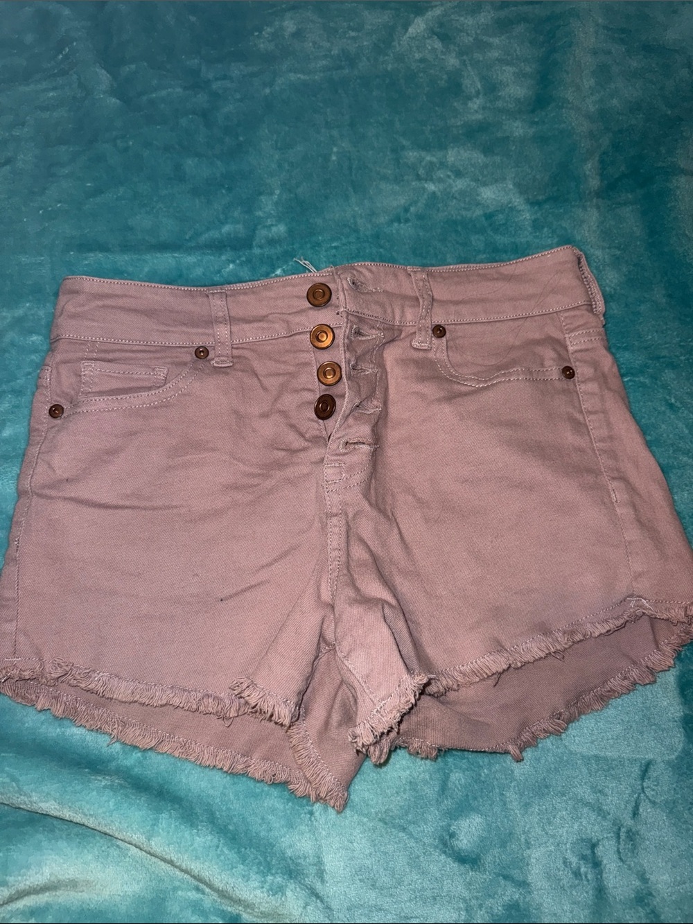 Altar'd State Dusty Mauve Button-Front Denim Shorts